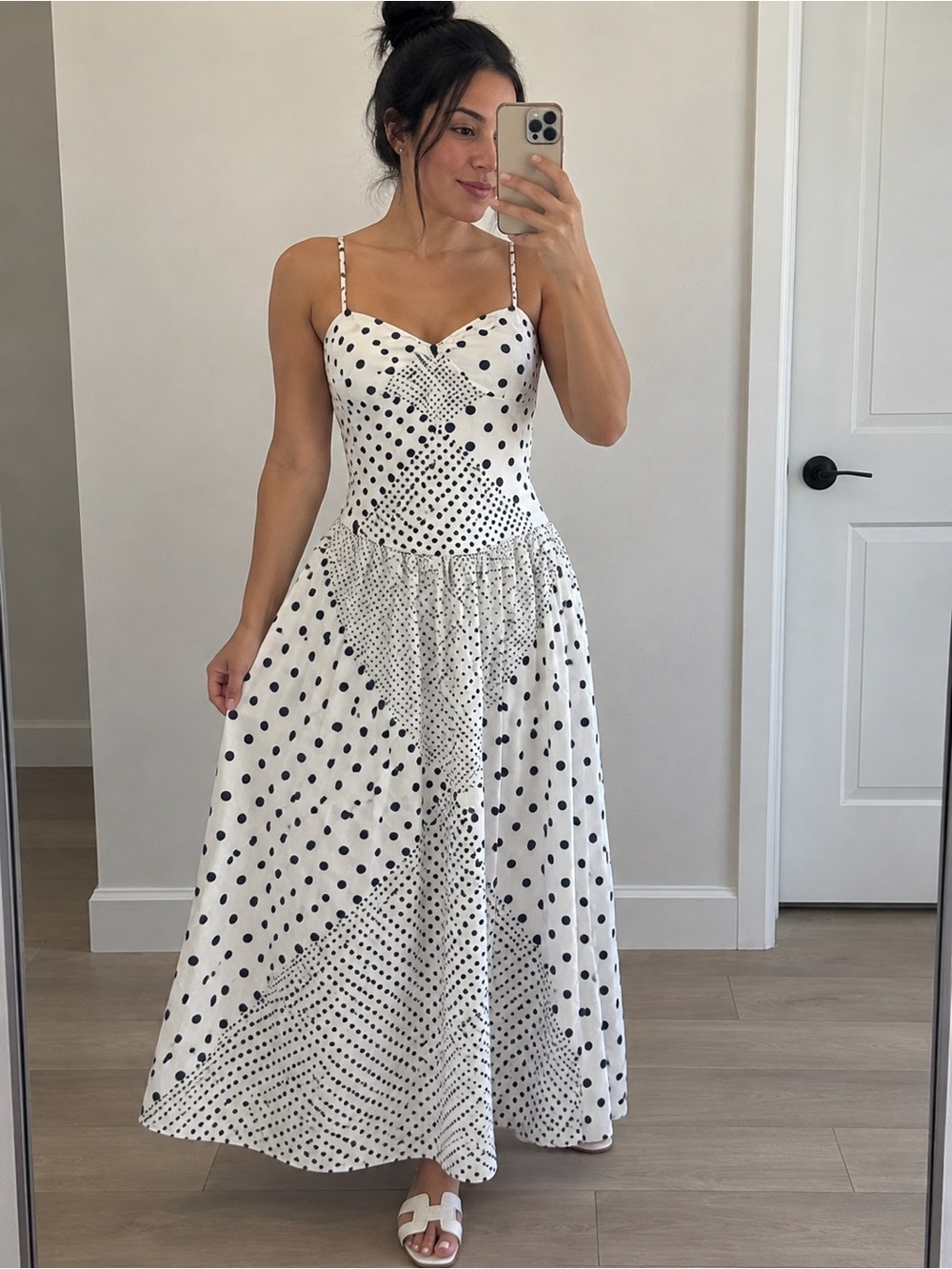 NWT Polka Dot Maxi Dress Size XS Adjustable Straps